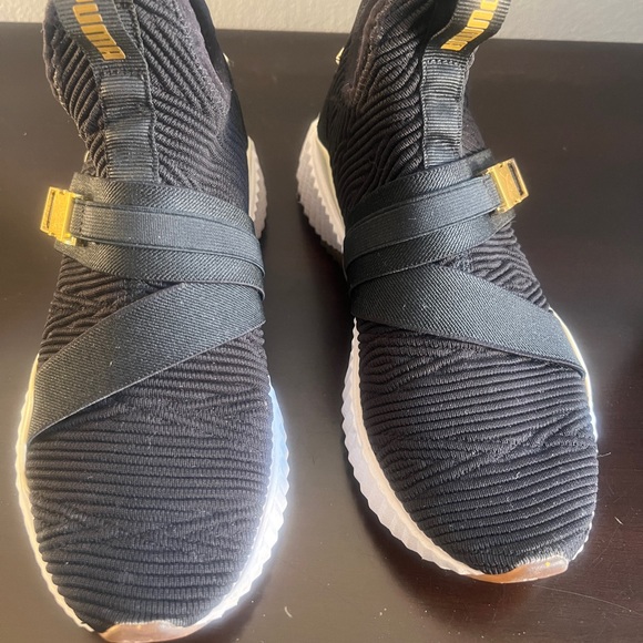 Puma Black and Gold Varsity High-Top Sneakers - Picture 2 of 4